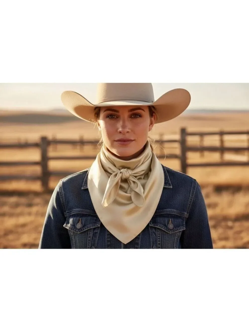 Ivory Wild Rag Scarf 35x35 Satin Western Cowgirl Cowboy Bandana